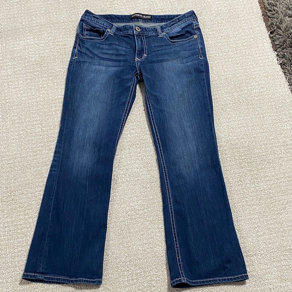 Express Women's Dark Blue Boot Cut Jeans - Picture 10 of 15